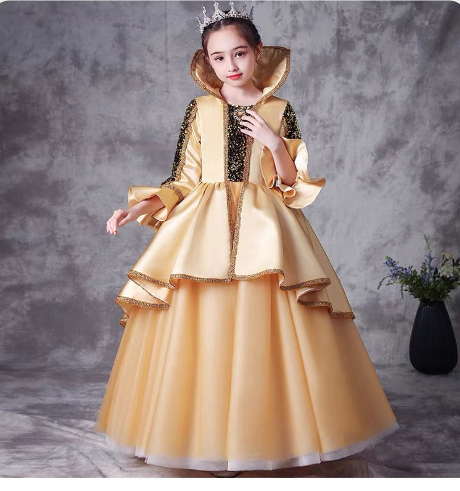 Children's Halloween costume ;Girls long-sleeved Snow White Dress