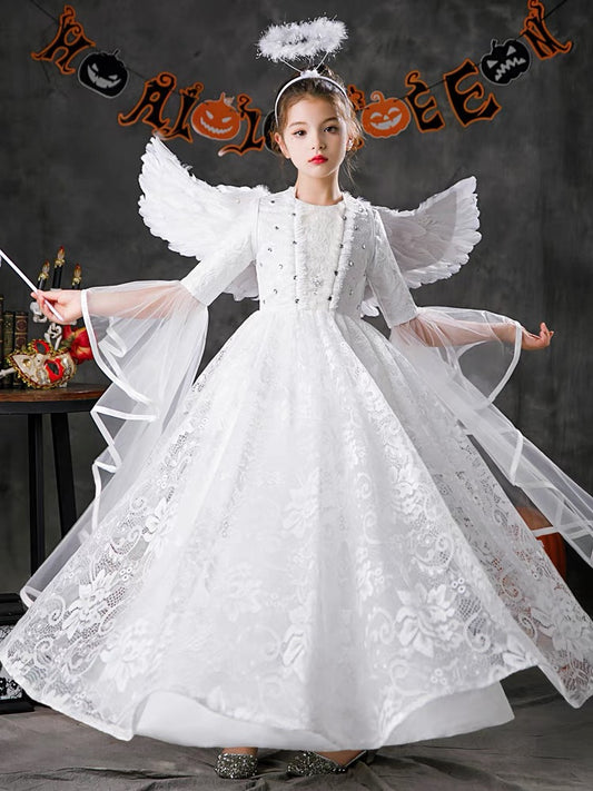 Halloween children's costumes; Girls cosplay Angel Princess dress; elf costumes