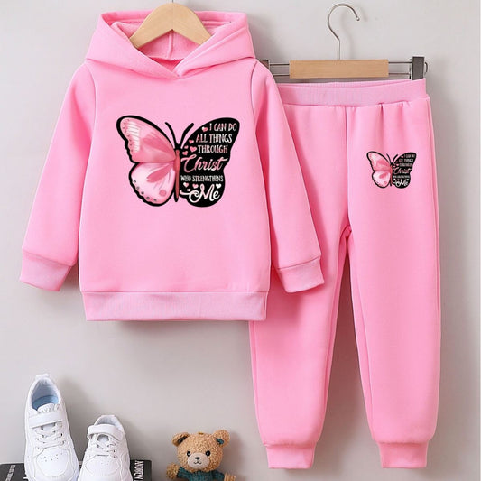 New Fashion Boutique Hoodies Set Butterfly Printed Lovely Outfits