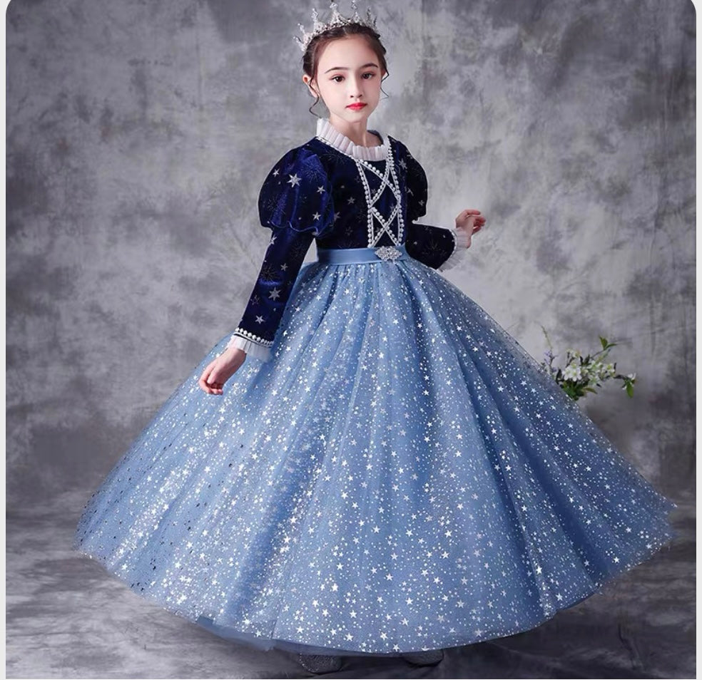 Children's Halloween costume ;Girls long-sleeved Snow White Dress