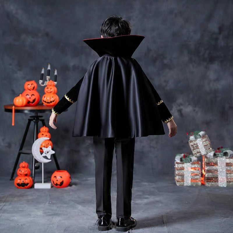 Halloween children's costume; Little boy cosplay; Vampire Count costume;