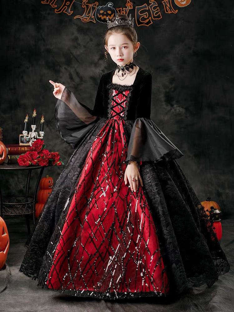 Children's Halloween costumes; Vampire Queen Princess dress;