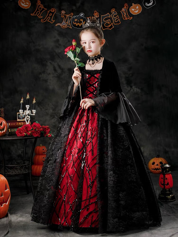 Children's Halloween costumes; Vampire Queen Princess dress;