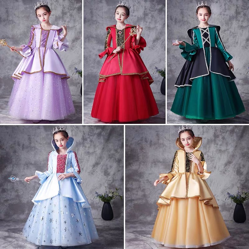 Children's Halloween costume ;Girls long-sleeved Snow White Dress